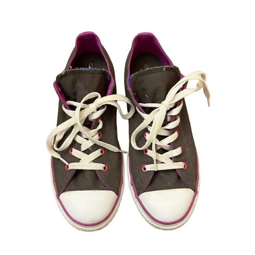 Converse Double Tongue Allstar Canvas Sneakers Purple Blue Youth 6 = Women’s 8.5